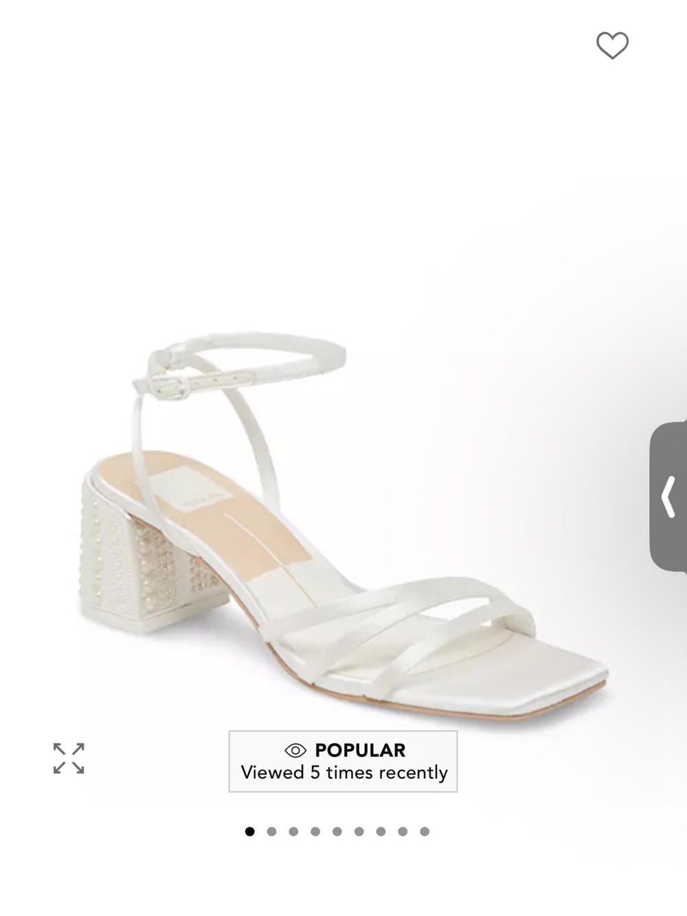 Dolce Vita White Beaded Block Heel Ankle Strap Sandal